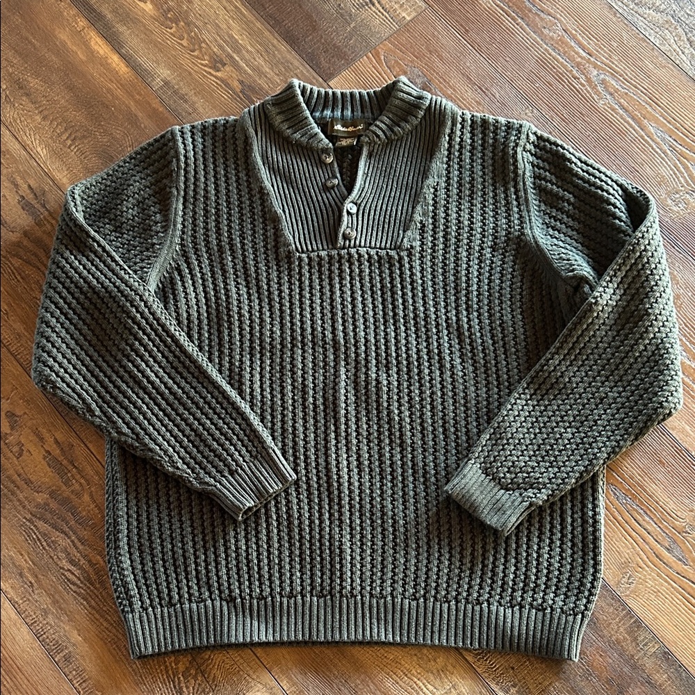 Eddie Bauer Men's Vintage Olive Crewneck Sweater